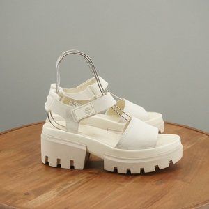 Timberland Womens Everleigh Platform Chunky Ankle Strap Sandals Size 9.5 White